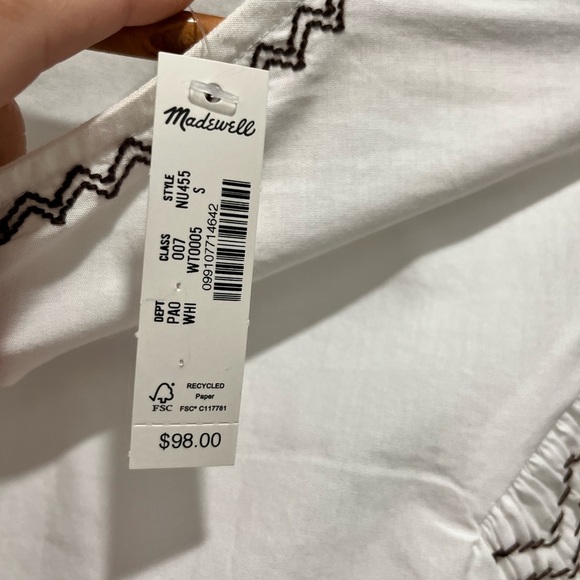 Madewell Embroidered Poplin Balloon-Sleeve Top small NEW Boho cotton cottagecore - Picture 4 of 13